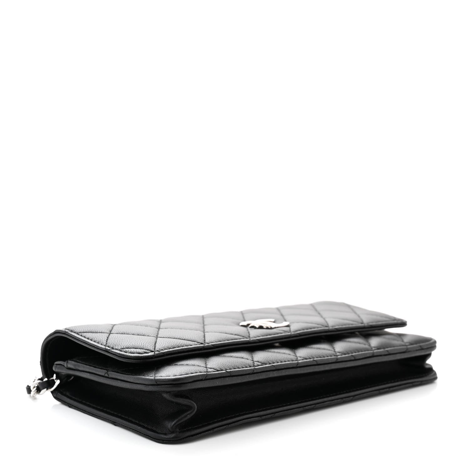 Chanel Lambskin Quilted Crystal Star Long Clutch With Chain Black 4 of 12