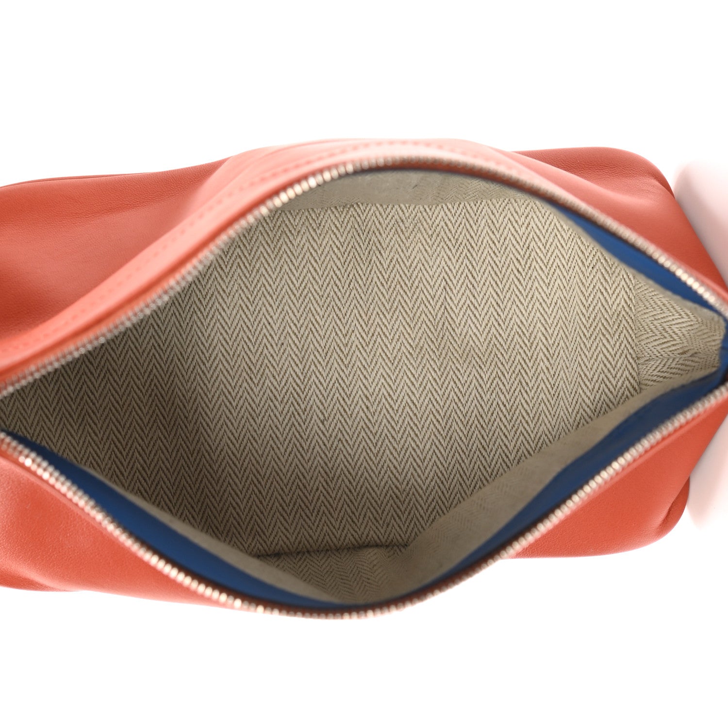 Hermes Lambskin Swift Tohubohu Pouch MM Cornaline Bleu Zellige 5 of 11