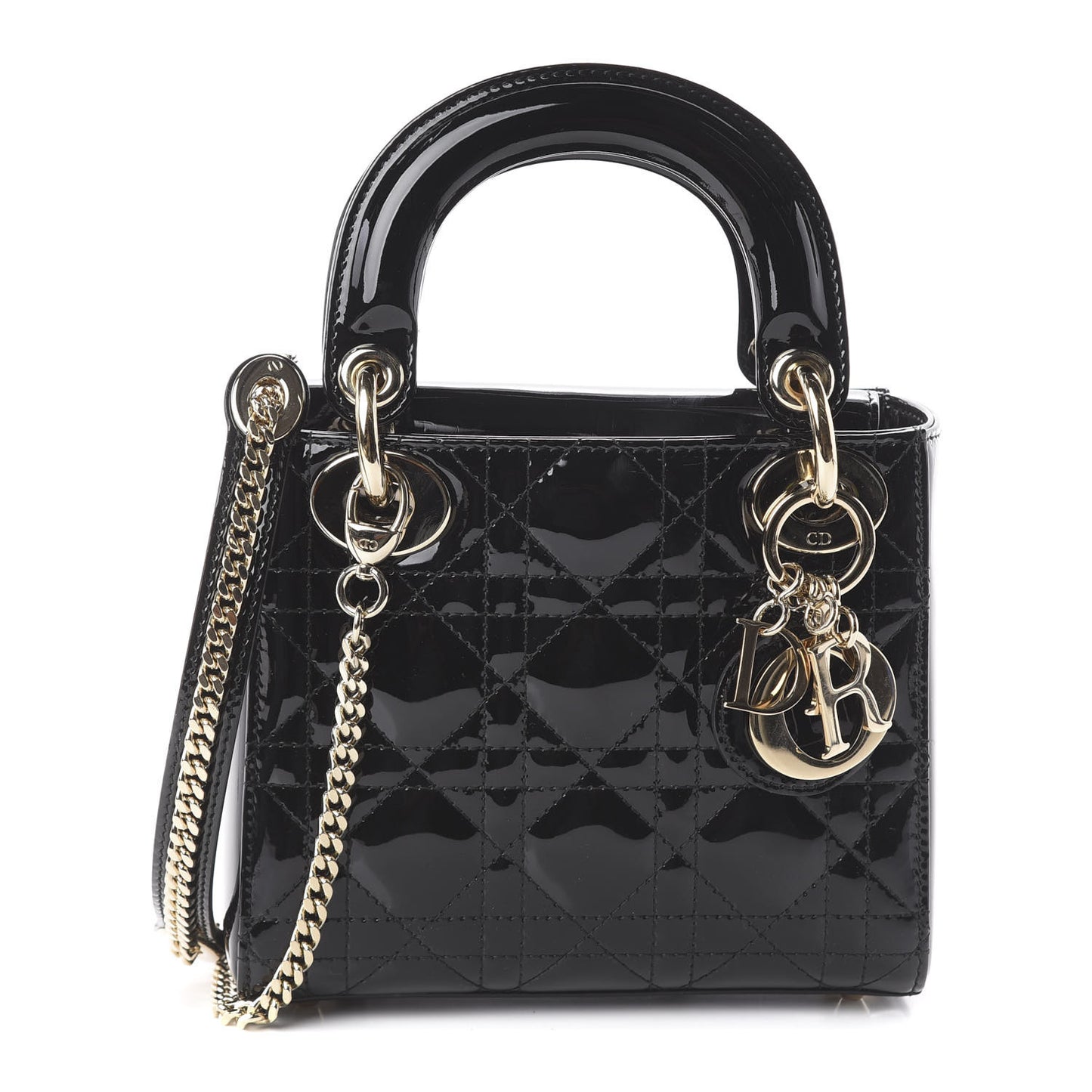 Patent Cannage Mini Lady Dior Black