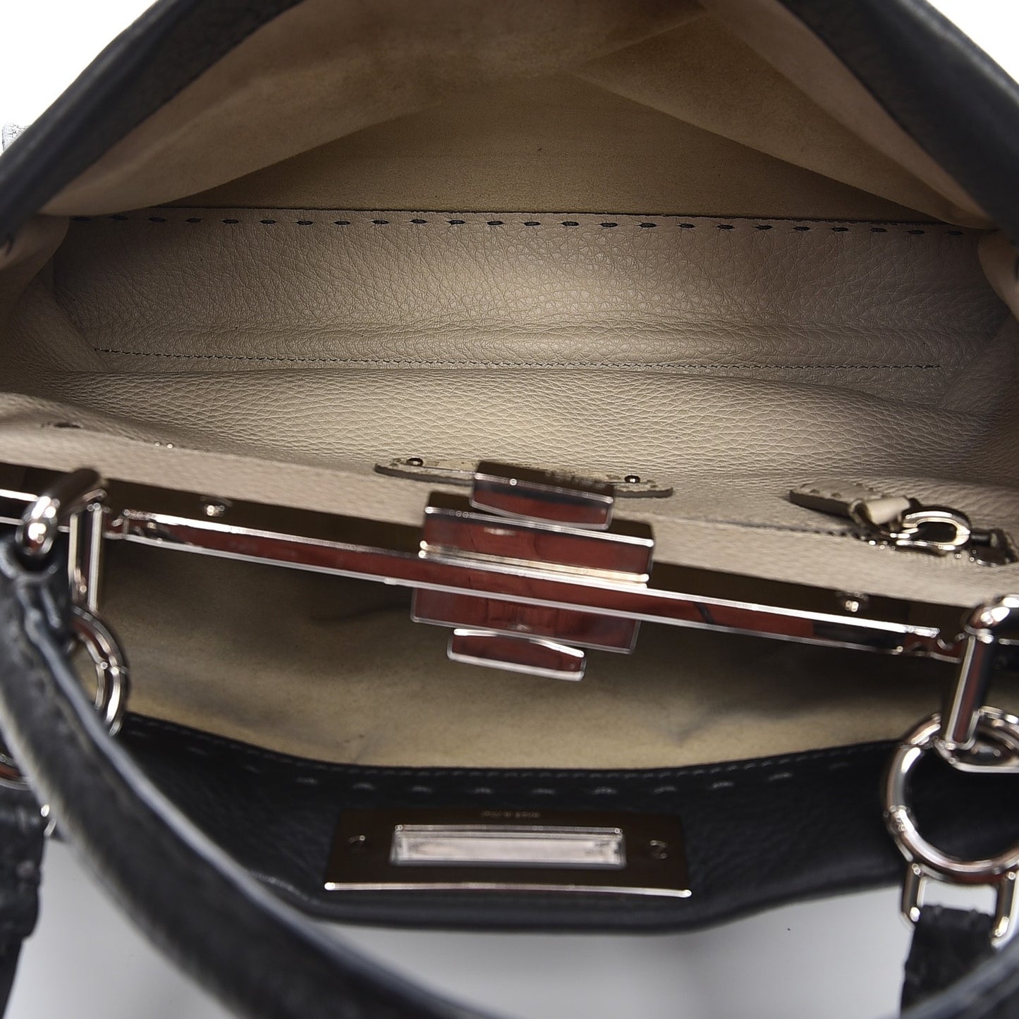 Cuoio Romano Selleria Bi-Color Large Peekaboo Iconic Satchel Asfalto Latte