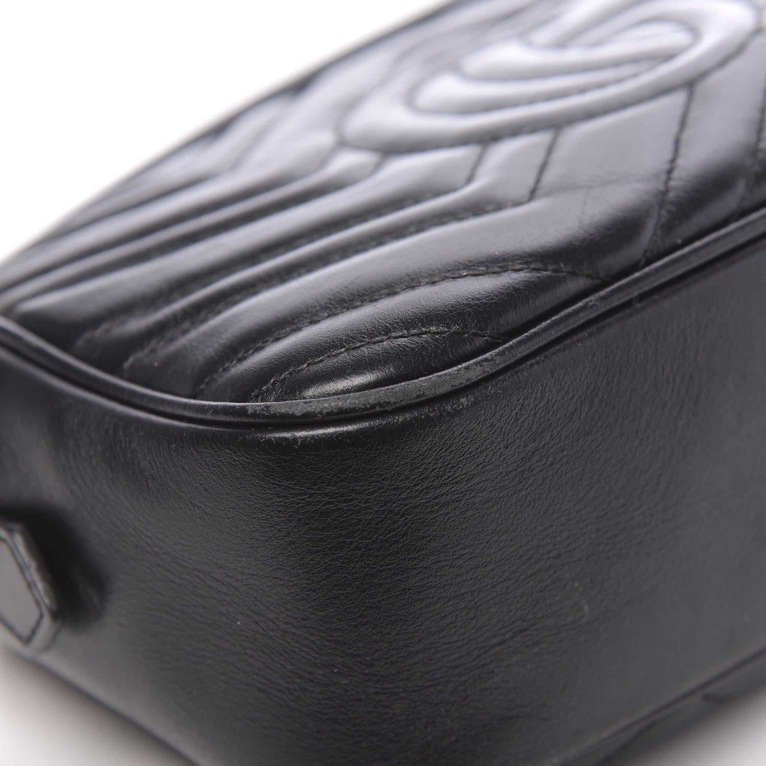 Gucci Calfskin Matelasse Small GG Marmont Chain Shoulder Bag Black 10 of 17