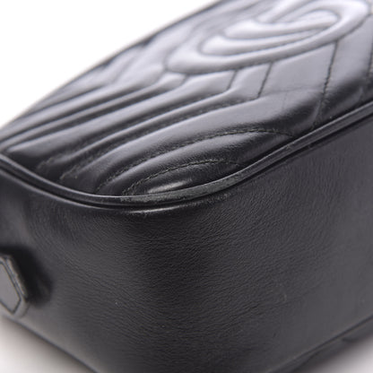 Gucci Calfskin Matelasse Small GG Marmont Chain Shoulder Bag Black 10 of 17