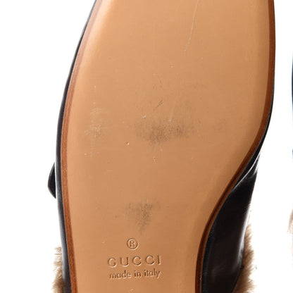 Gucci Goatskin Fur Web GG Mens Princetown Slippers 9 Cocoa 7 of 9