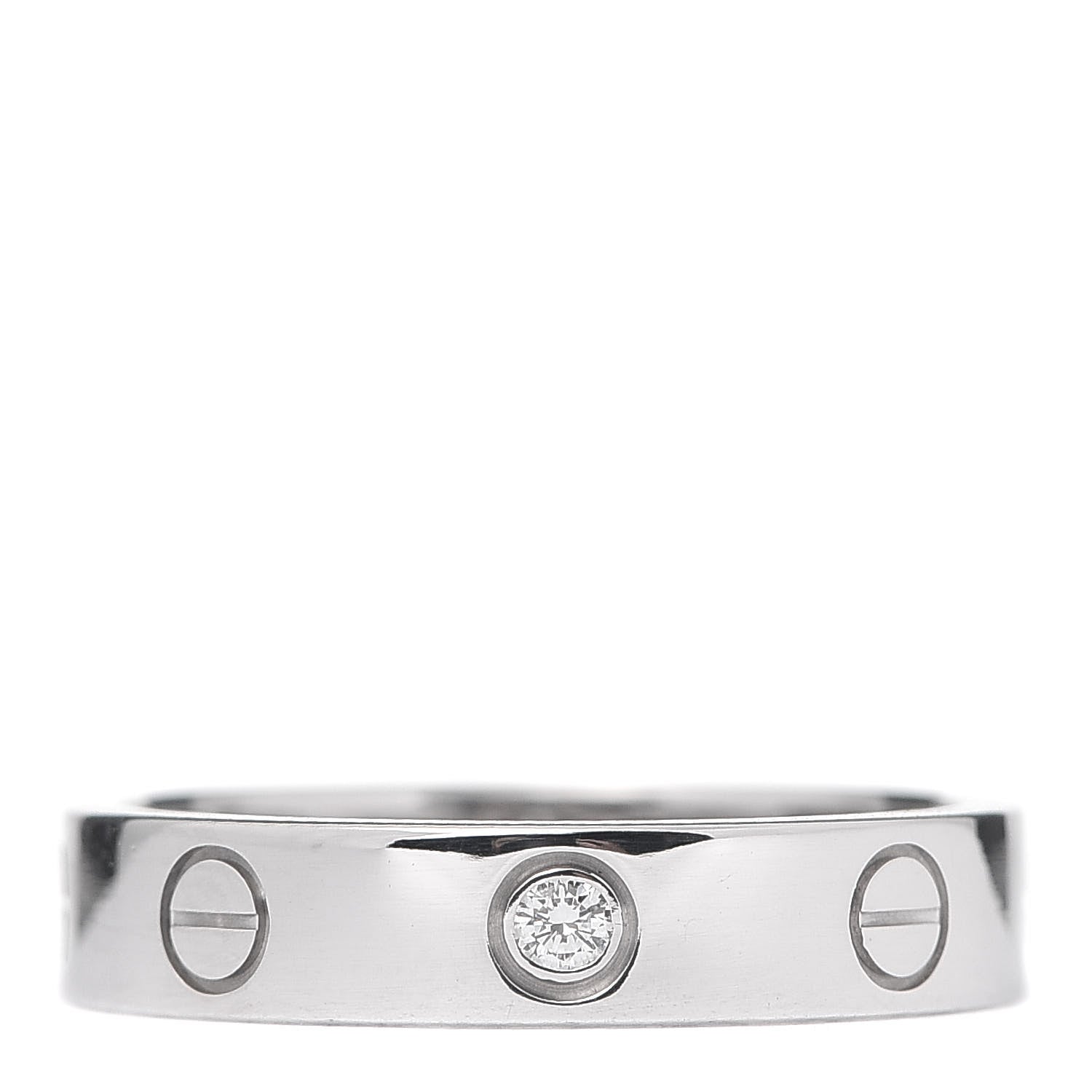 Cartier 18K White Gold Diamond 4mm LOVE Wedding Band Ring 51 5.75 1 of 5