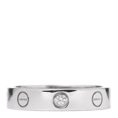 Cartier 18K White Gold Diamond 4mm LOVE Wedding Band Ring 51 5.75 1 of 5