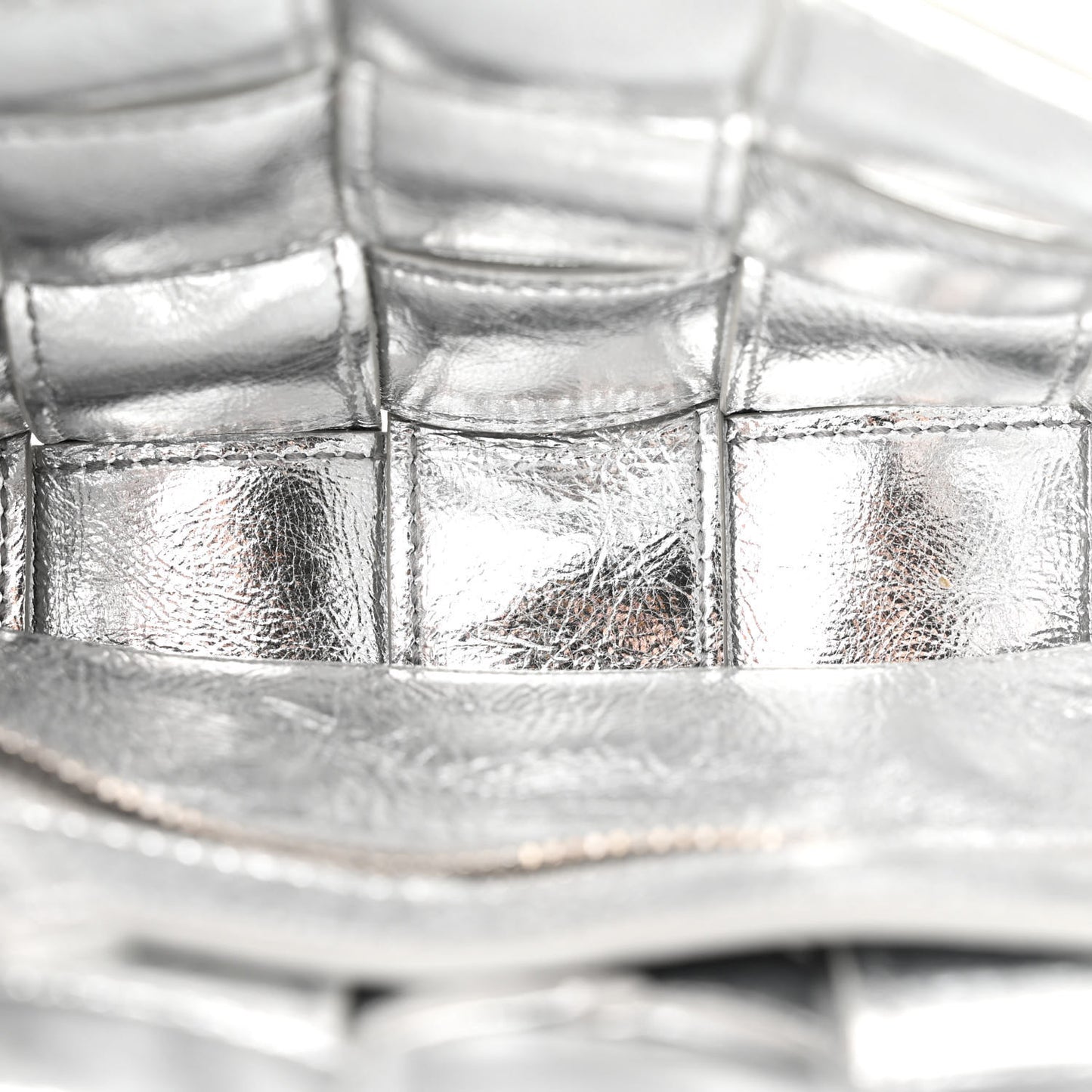 Metallic Calfskin Intreccio Plisse Small Cassette Crossbody Bag Silver