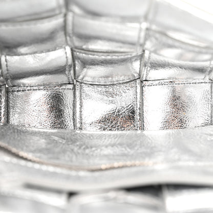 Bottega Veneta Metallic Calfskin Intreccio Plisse Small Cassette Crossbody Bag Silver 5 of 9