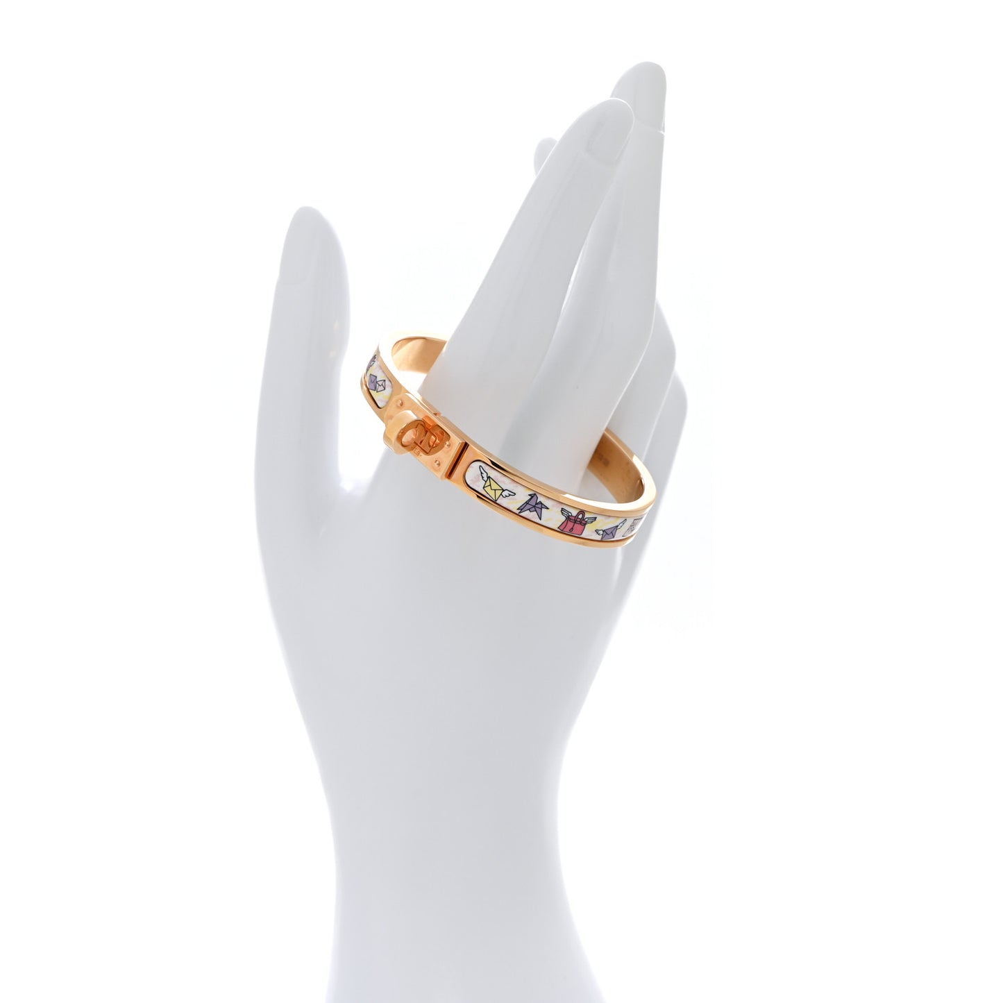 Enamel Printed Hermes Flagship Mini Clic Kelly Bracelet PM Jasmin