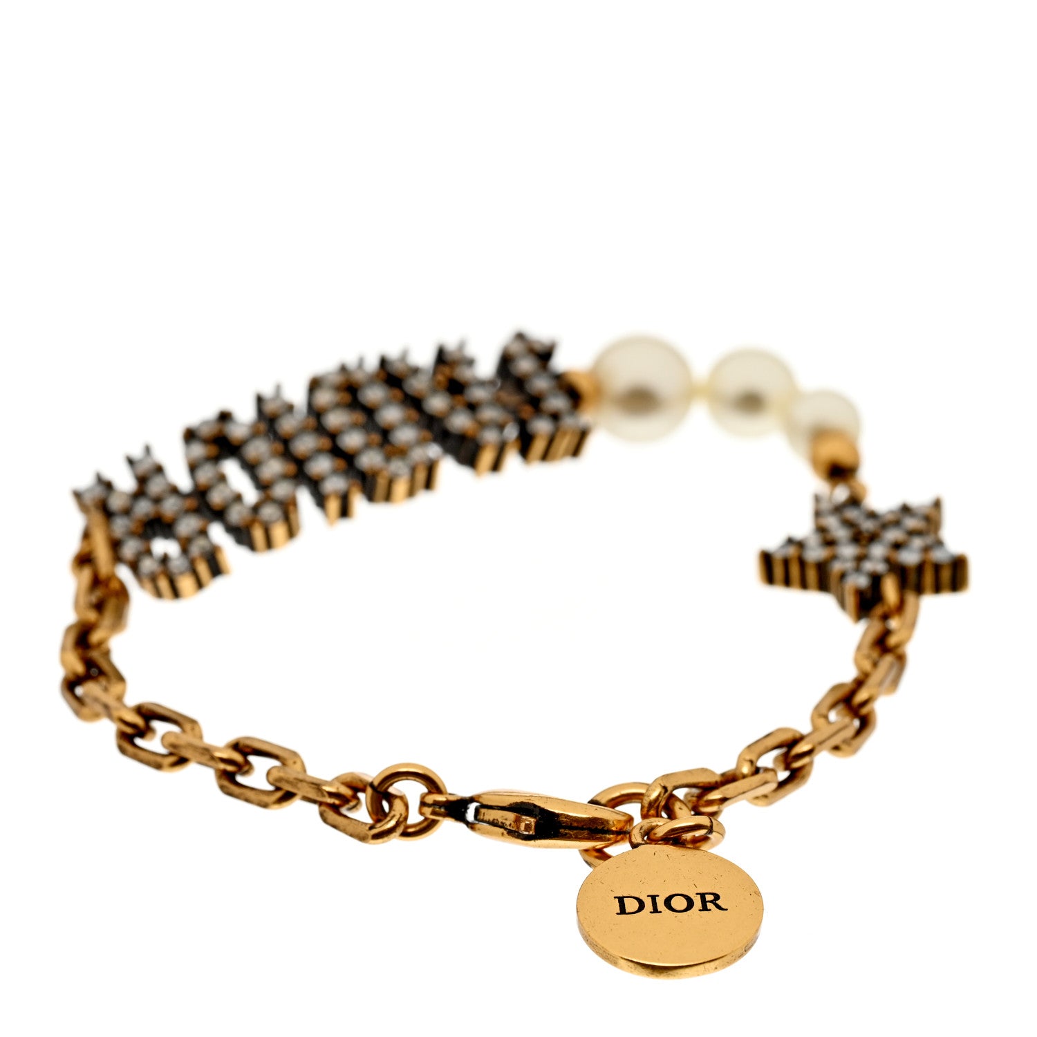 Christian Dior Metal Crystal Pearl J'Adior Bracelet Gold 3 of 4