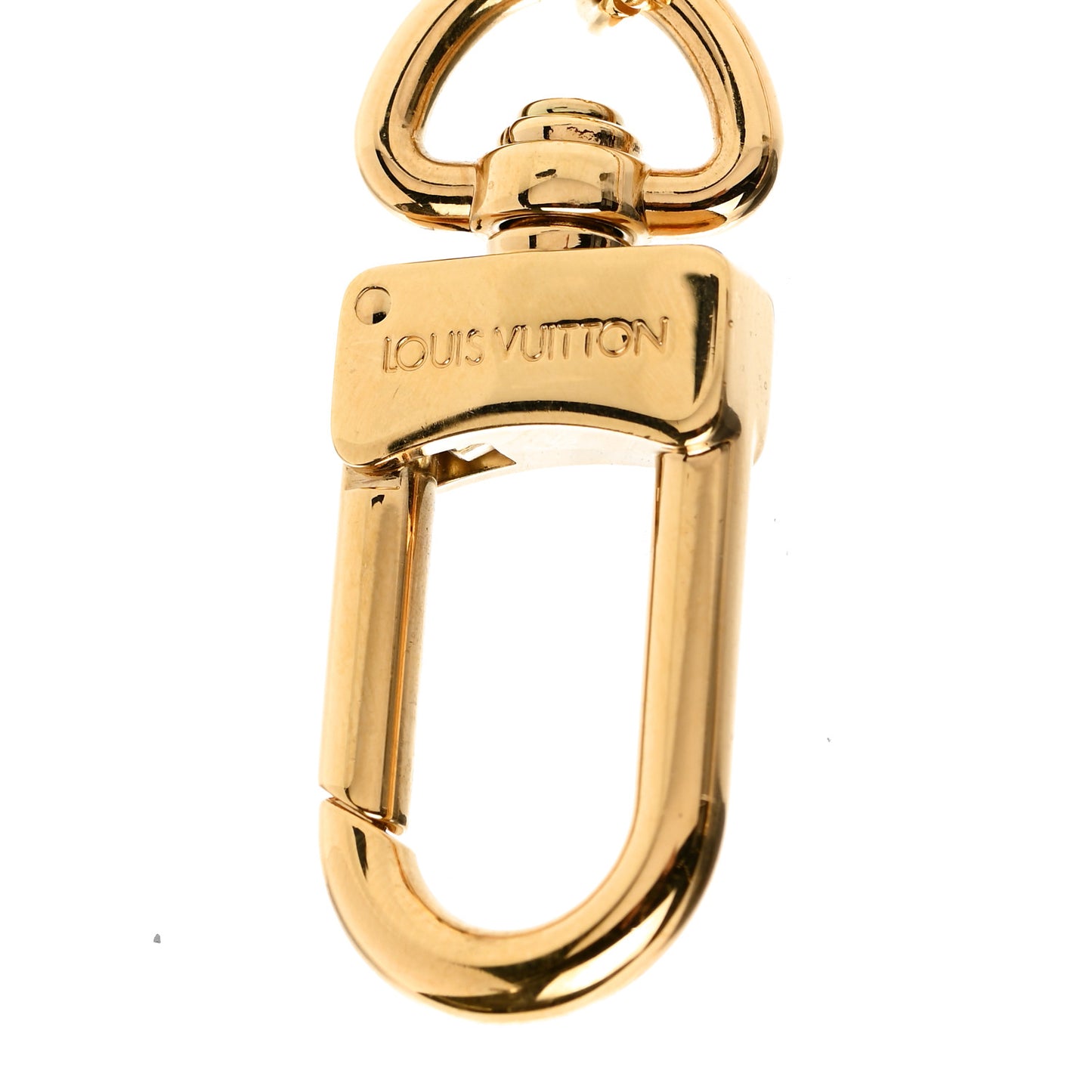 Brass Enamel Fleur De Monogram Bag Charm Chain Gold