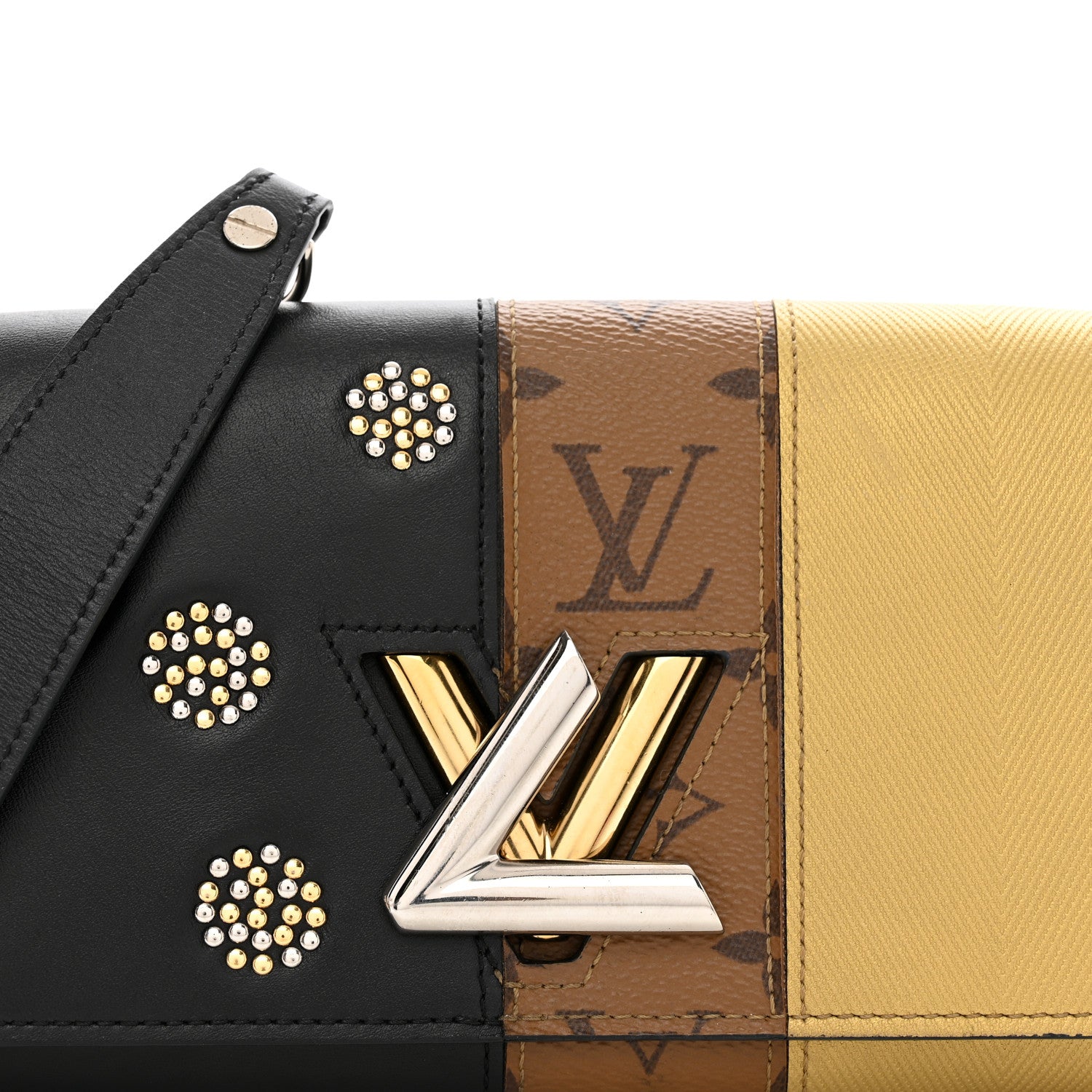 Louis Vuitton Calfskin Reverse Monogram Studded Night Lights Twist Chain Wallet 5 of 10