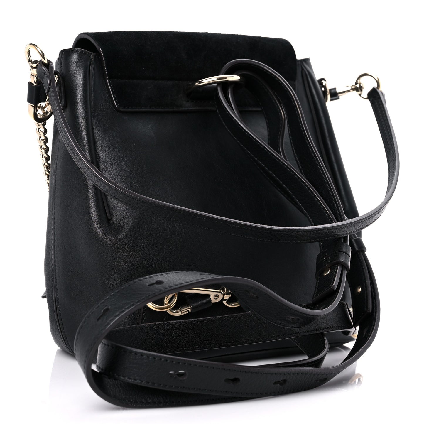 Suede Calfskin Small Faye Backpack Black