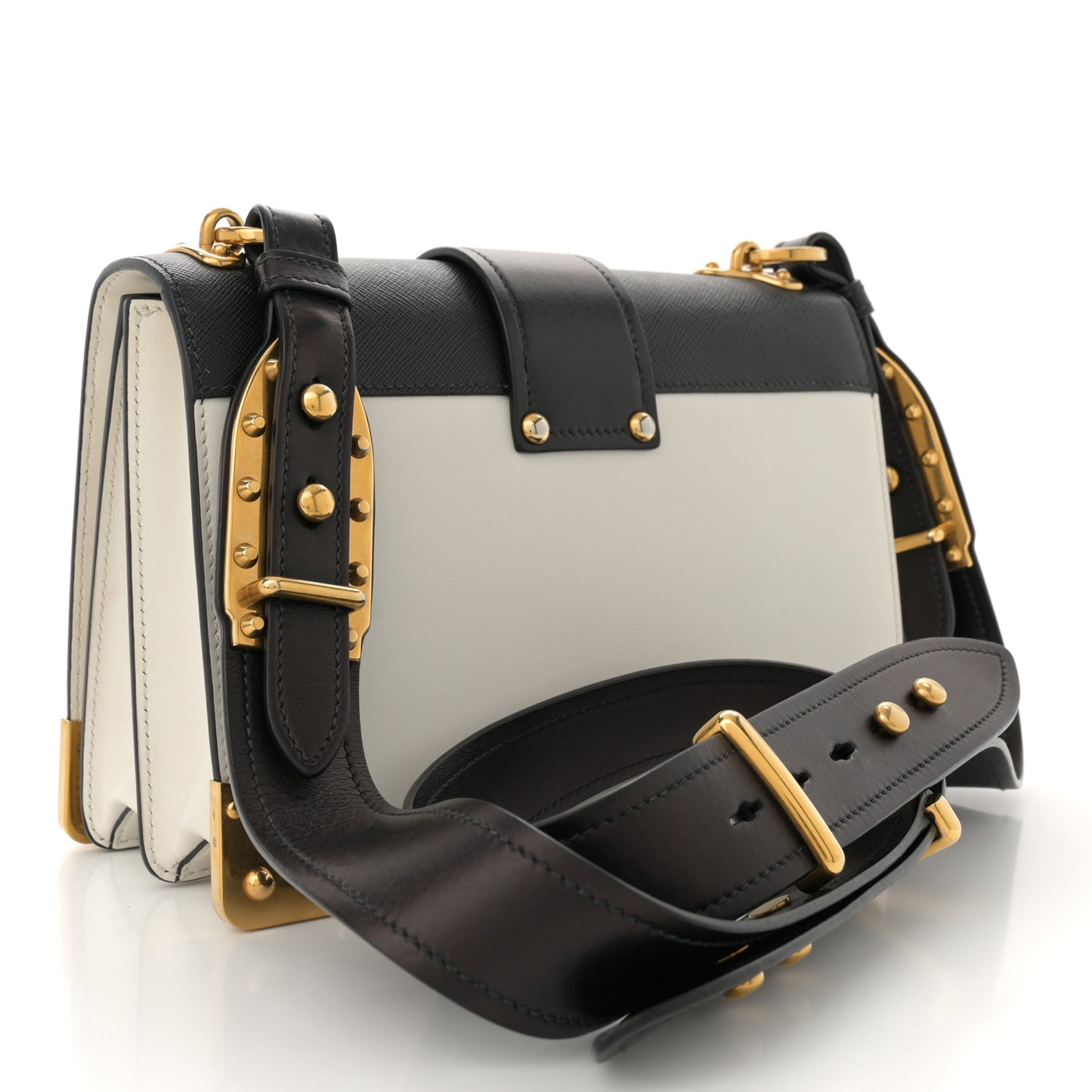 City Calf Saffiano Large Cahier Bag White Black