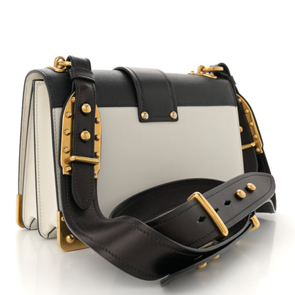 Prada City Calf Saffiano Large Cahier Bag White Black 3 of 17