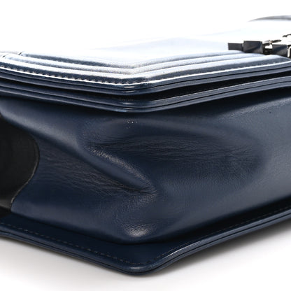 Chanel Calfskin Medium Bi-Color Boy Flap Navy Black 9 of 11