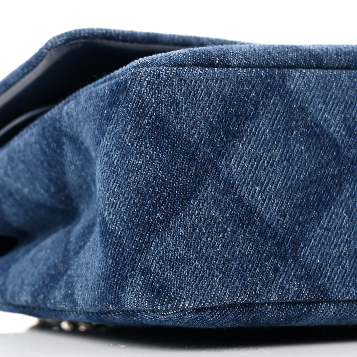 Printed Denim Quilted Medium Double Flap Dark Blue