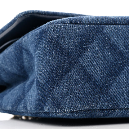 Chanel Printed Denim Quilted Medium Double Flap Dark Blue 9 of 10