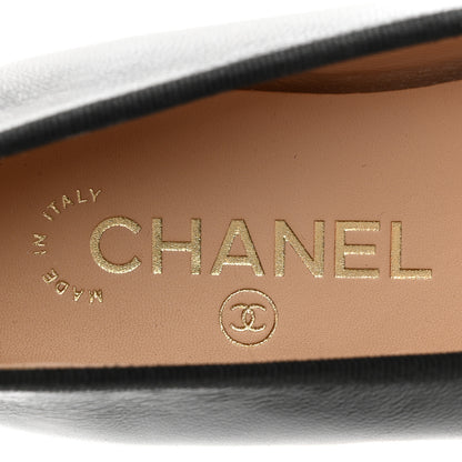 Chanel Lambskin Patent Cap Toe Ballerina Flats 37.5 Black 8 of 14