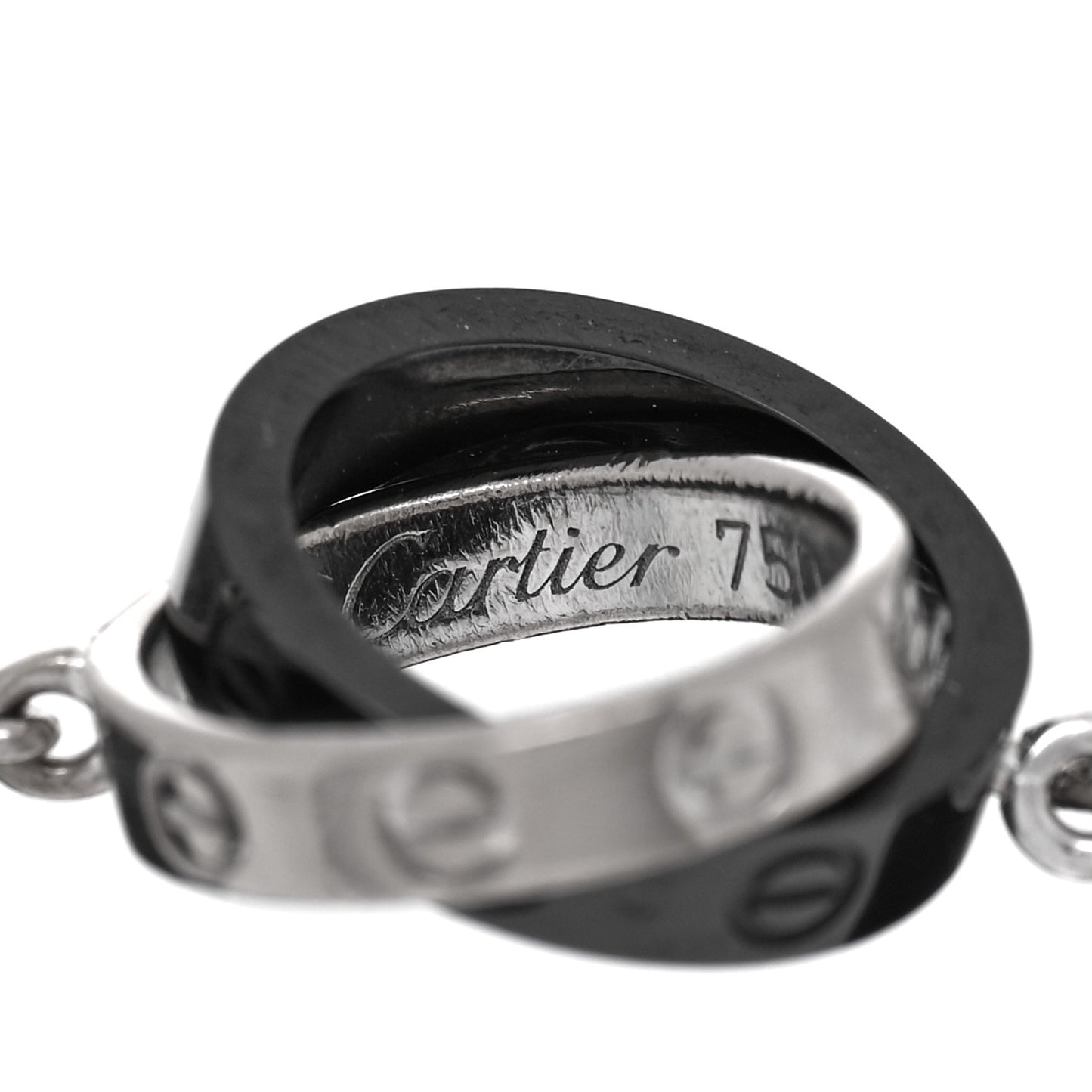 18K White Gold Black Ceramic Interlocking LOVE Bracelet