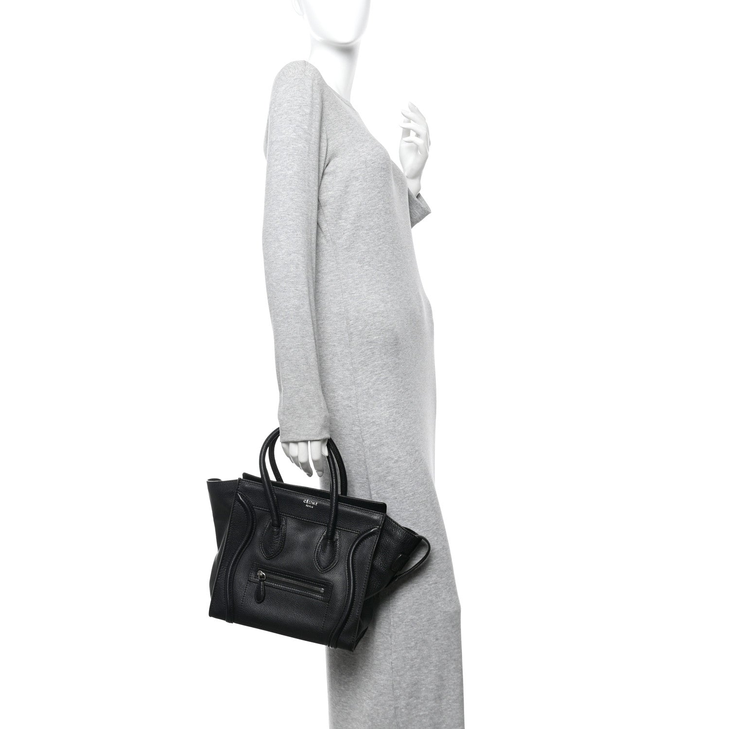 Celine Drummed Calfskin Micro Luggage Black Black 2 of 11