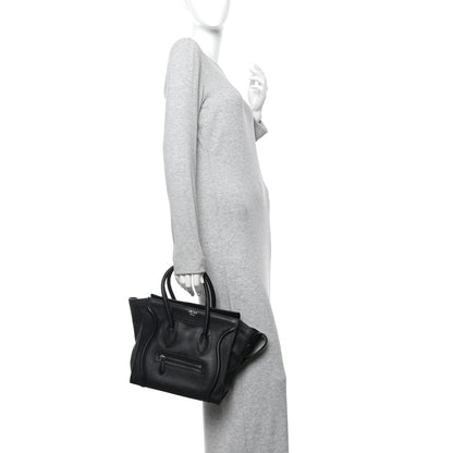 Celine Drummed Calfskin Micro Luggage Black Black 2 of 11