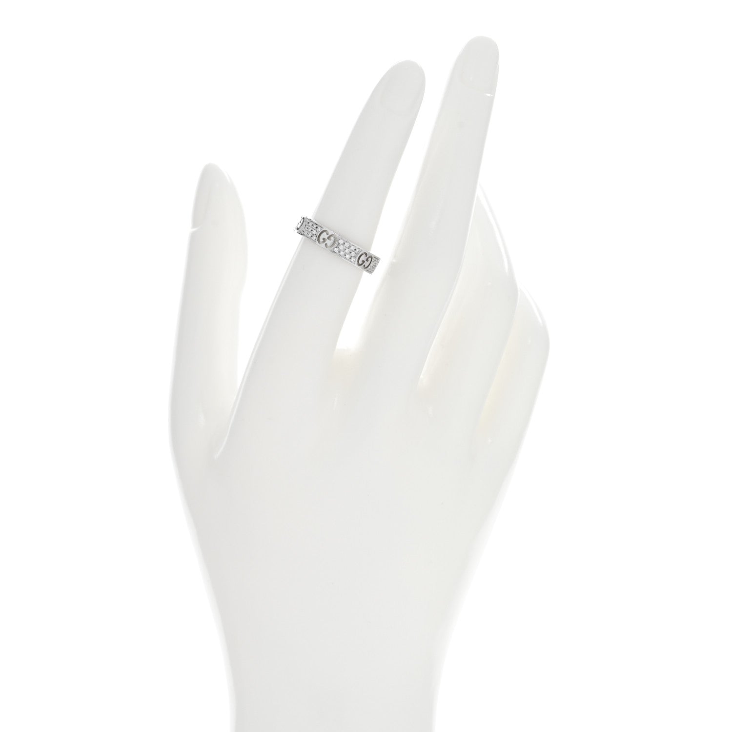 Gucci 18K White Gold Diamond Icon Stardust Band Ring 53 6.5 2 of 5