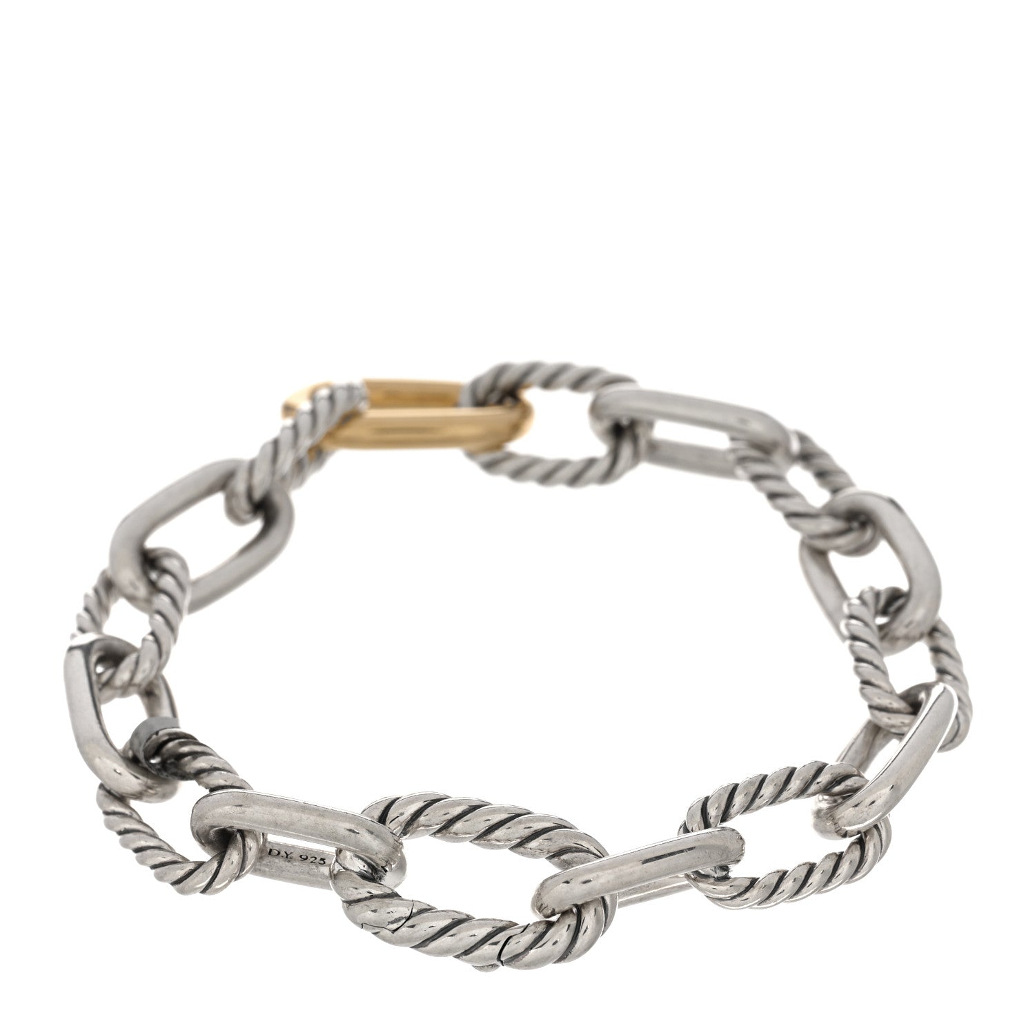 David Yurman Sterling Silver 18K Yellow Gold 8.5mm Madison Chain Bracelet 2 of 3