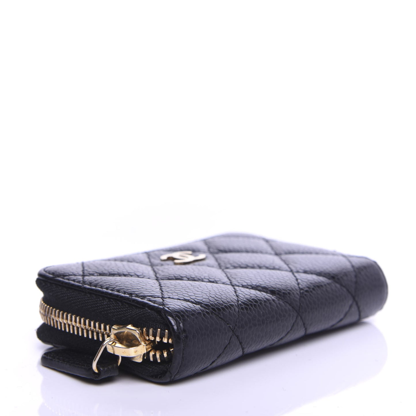 Caviar Quilted Zip Coin Purse Black