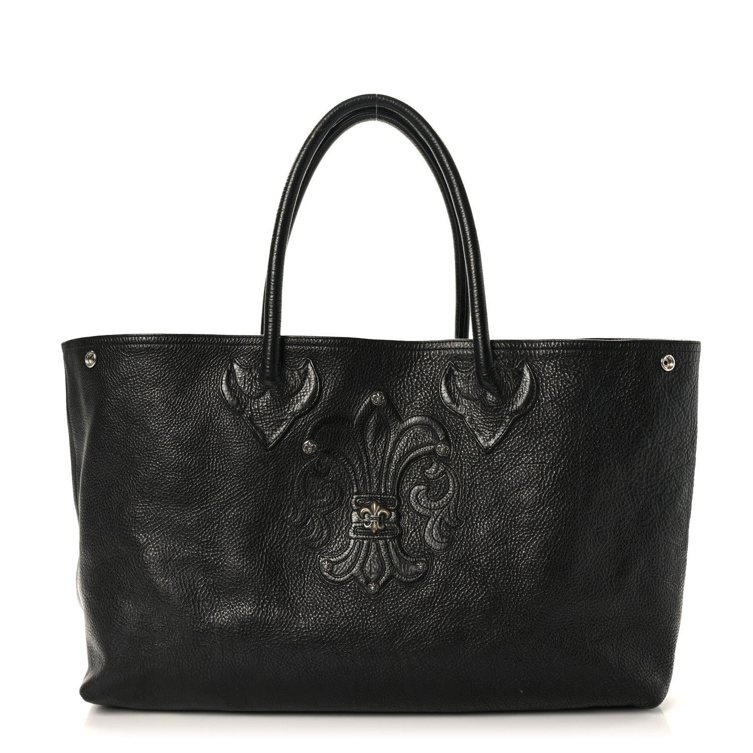 Chrome Hearts Grained Calfskin Fleur De Lis Tote Black 3 of 9