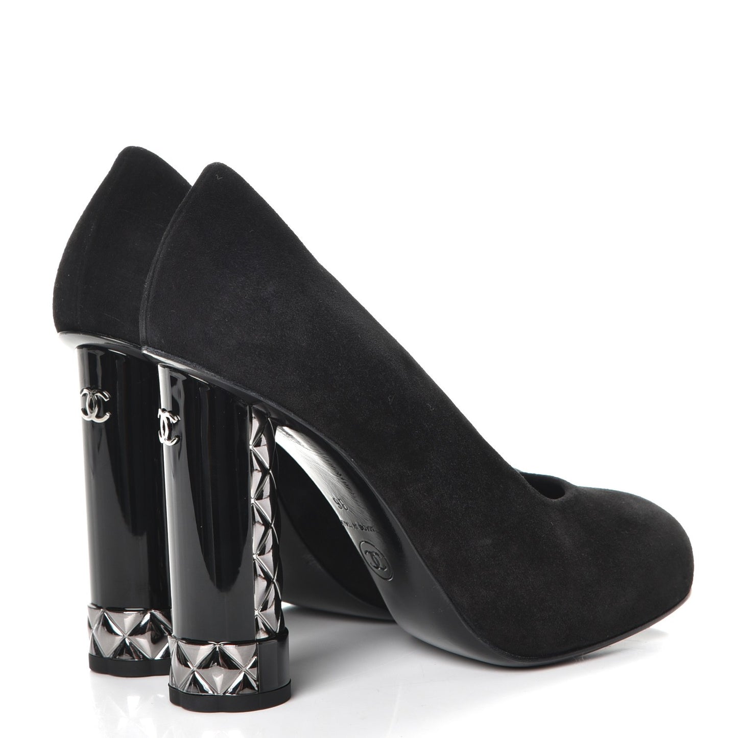 Suede Calfskin CC Pumps 36 Black