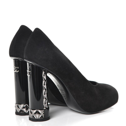 Chanel Suede Calfskin CC Pumps 36 Black 4 of 10