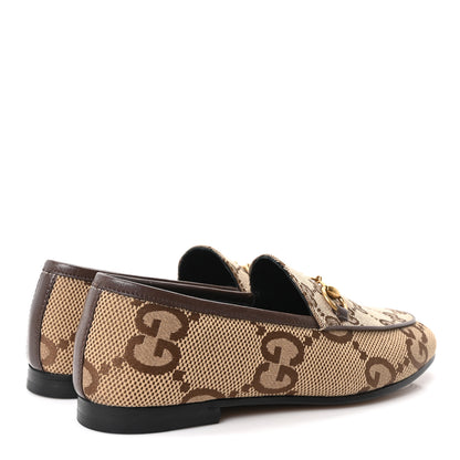 Gucci Monogram Jumbo GG Malaga Kid Horsebit Womens Jordaan Loafers 35.5 Beige Ebony New Acero 5 of 10