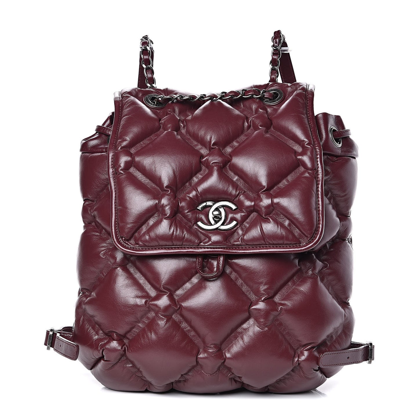 Calfskin Quilted Chesterfield Backpack Burgundy