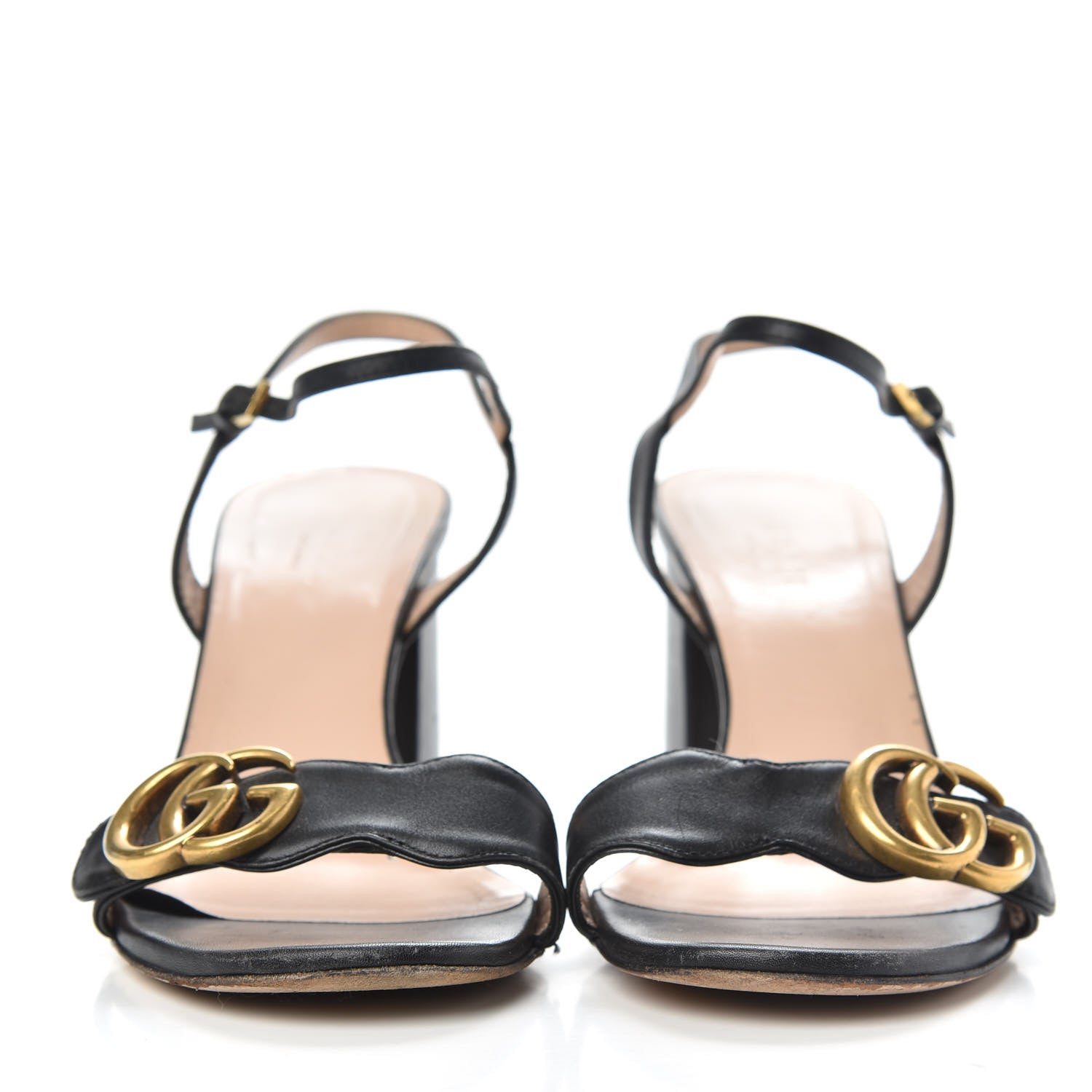 Gucci Lifford Calfskin GG Marmont Ankle Wrap 75mm Sandals 37.5 Black 2 of 10