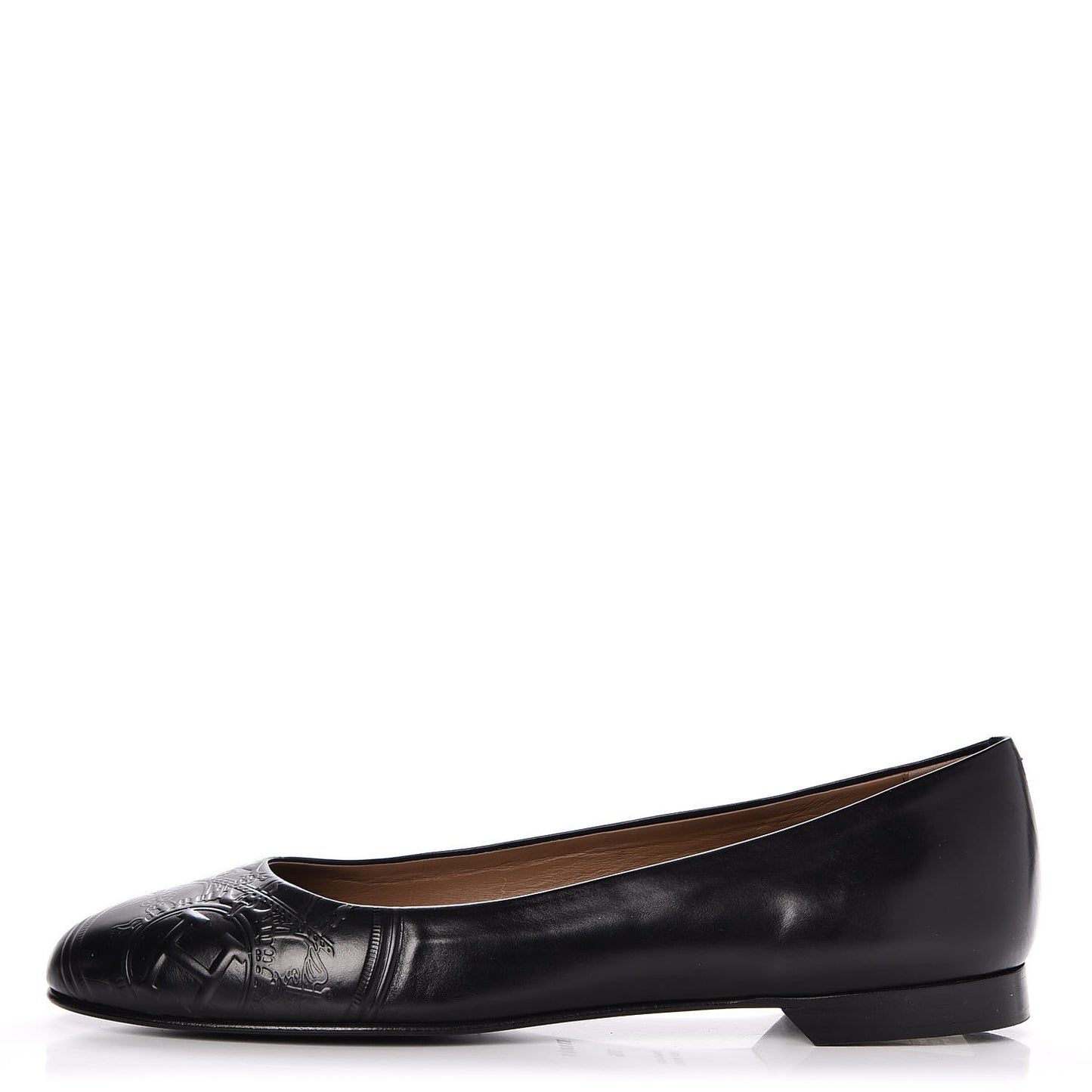 Glossy Calfskin Neuilly Ballerina Flats 38.5 Black