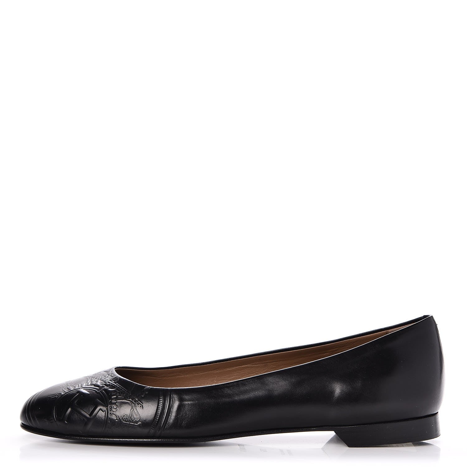 Hermes Glossy Calfskin Neuilly Ballerina Flats 38.5 Black 1 of 9