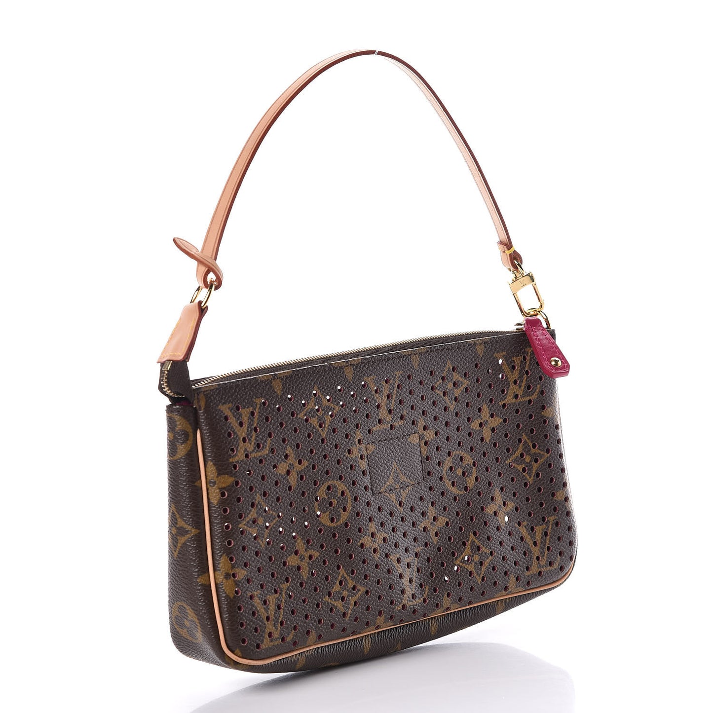 Monogram Perforated Pochette Accessories Bag Fuchsia