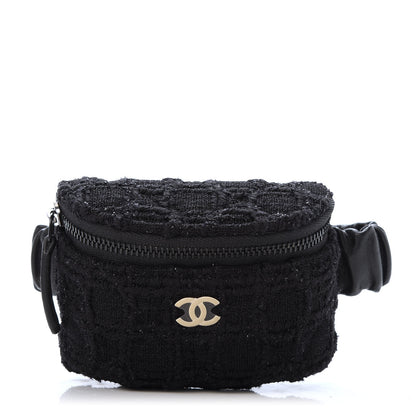 Chanel Tweed Lambskin Quilted Arm Coin Purse Black 1 of 8