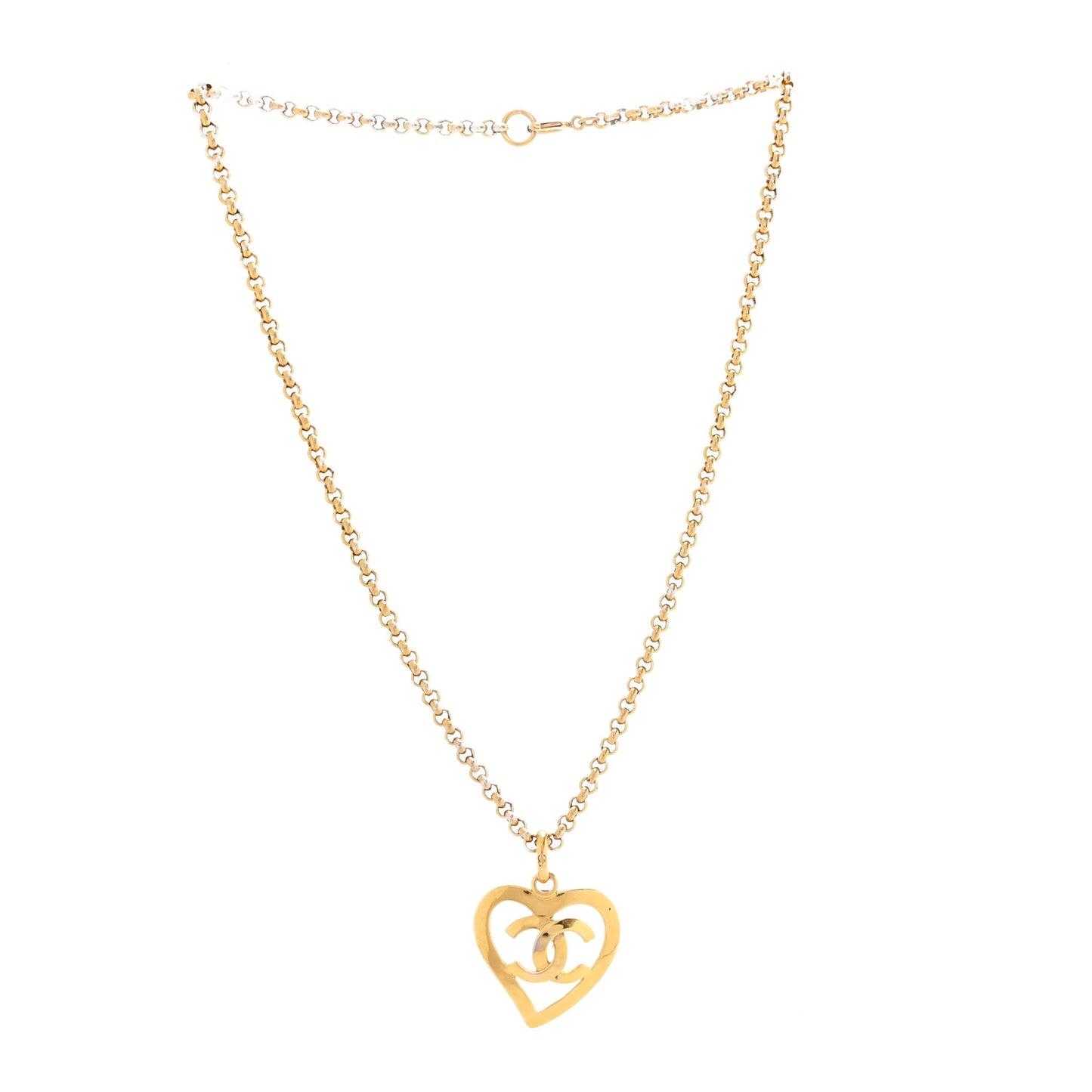 CC Heart Chain Pendant Necklace Gold