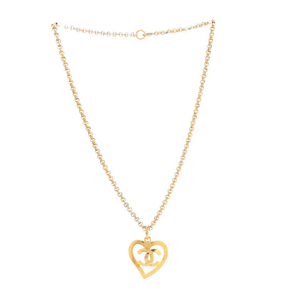 Chanel CC Heart Chain Pendant Necklace Gold 3 of 5