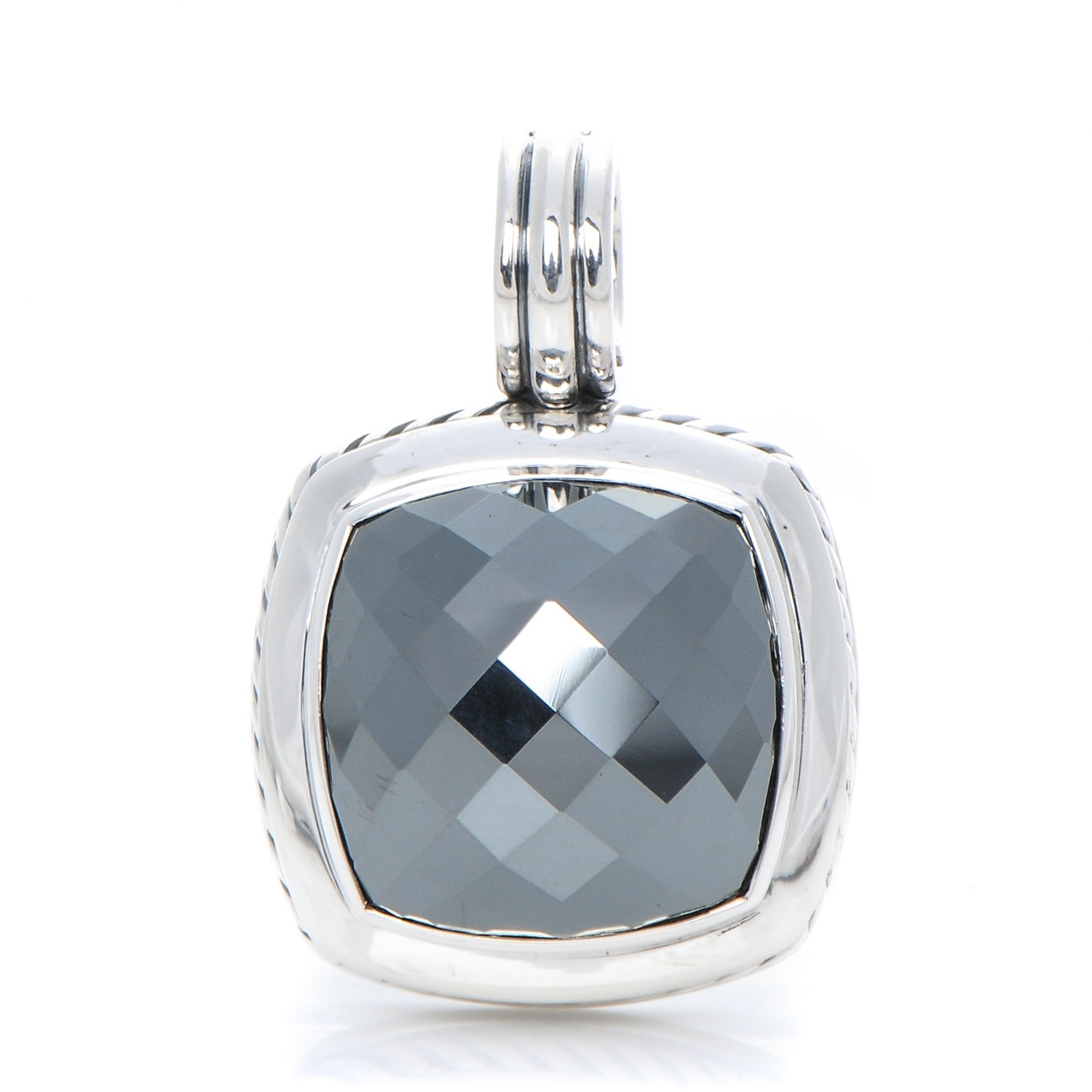 David Yurman Sterling Silver Hematite 17mm Albion Enhancer Pendant 1 of 2