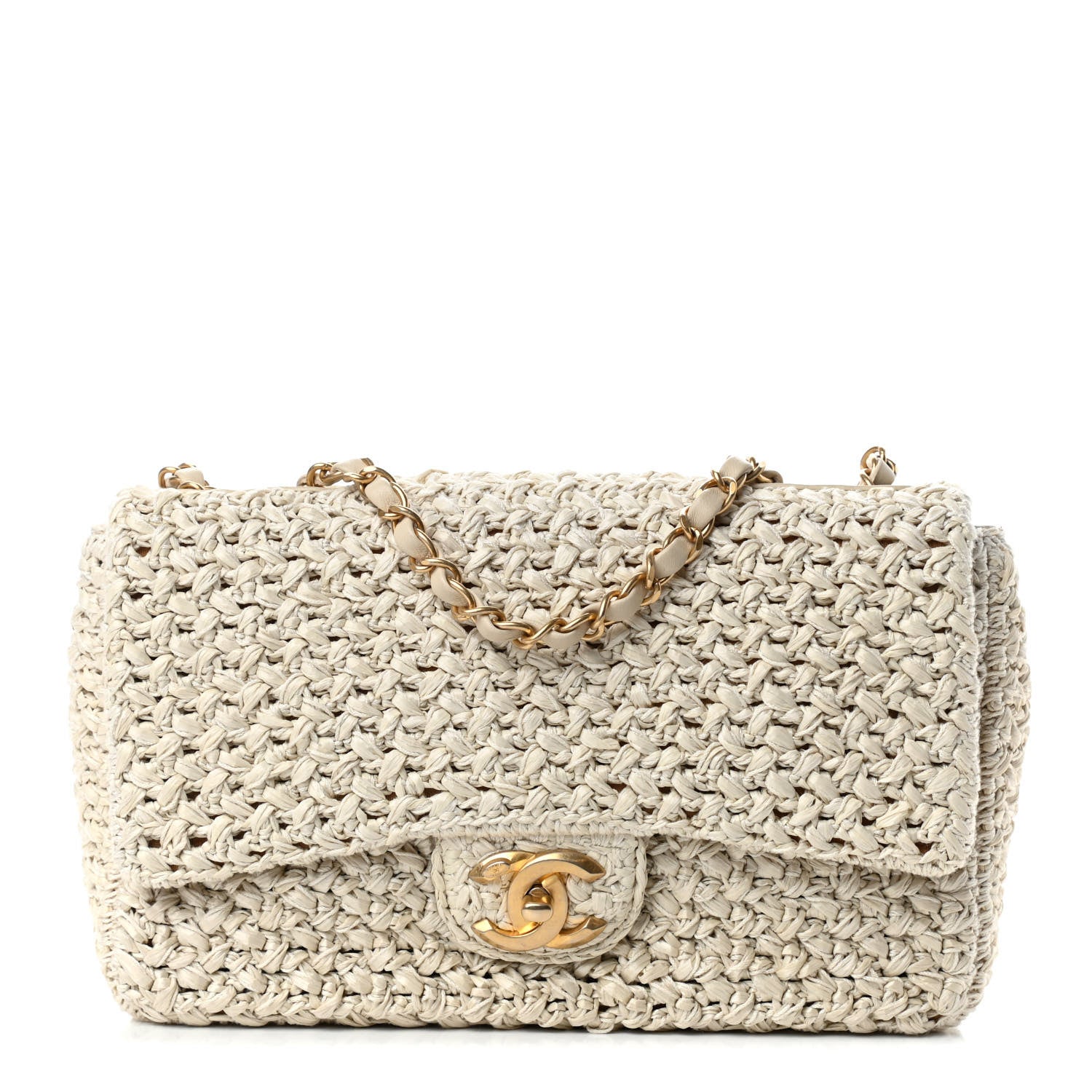 Chanel Raffia Crochet Paris Greece Medium Flap Bag Beige 1 of 10