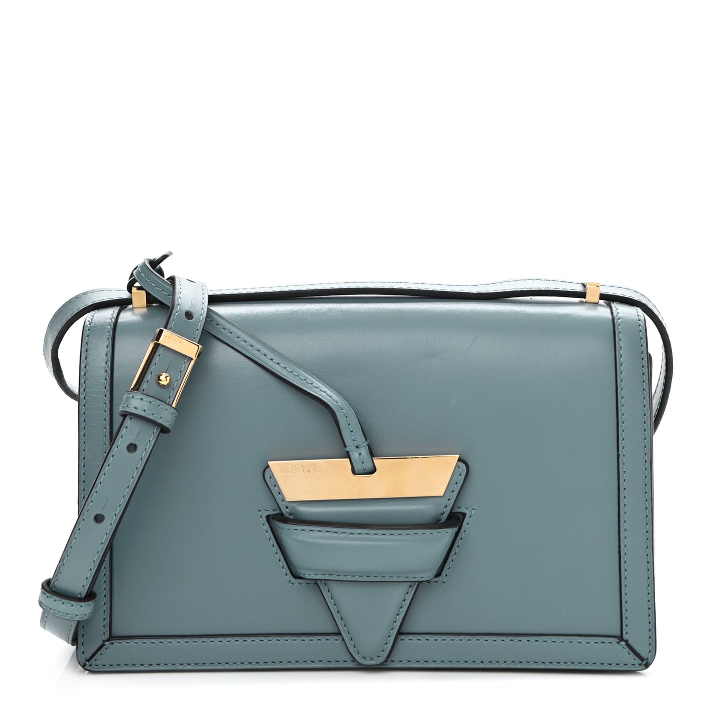 Calfskin Small Barcelona Shoulder Bag Stone Blue