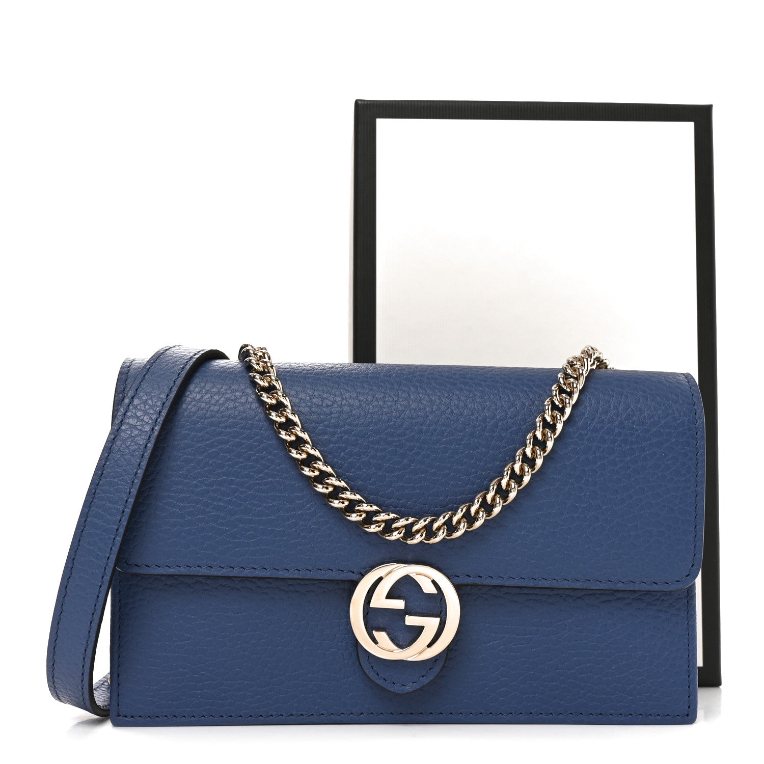 Gucci Dollar Calfskin Interlocking G Chain Wallet Caspian 11 of 11
