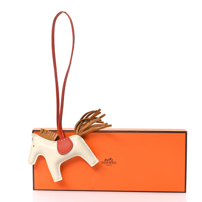 Hermes Milo Lambskin Grigri Rodeo Horse Bag Charm PM Craie Sesame Cornaline 6 of 6