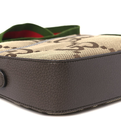 Gucci Monogram Jumbo GG Textured Dollar Calfskin Web Messenger Shoulder Bag Camel Ebony New Acero 9 of 10