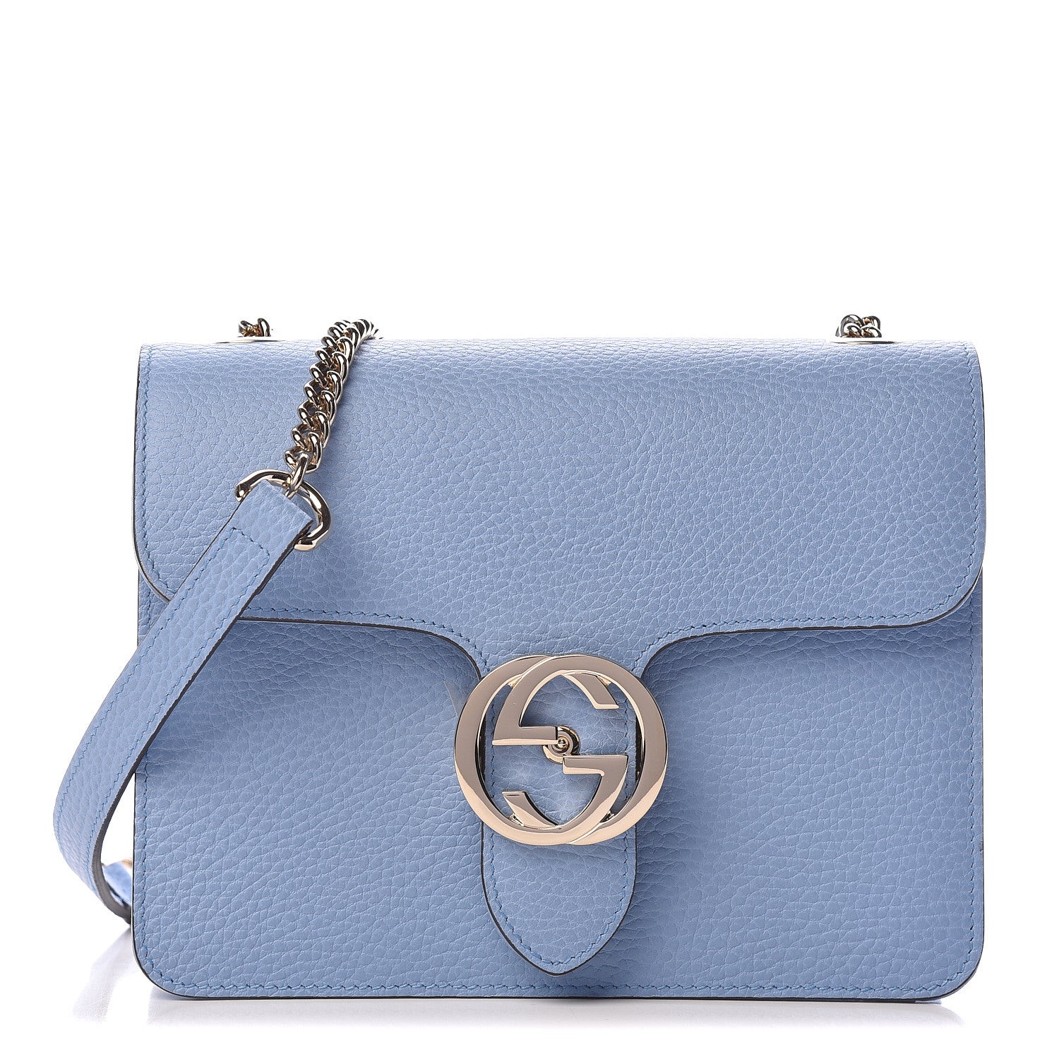 Gucci Dollar Calfskin Small Interlocking G Shoulder Bag Mineral Blue 1 of 10