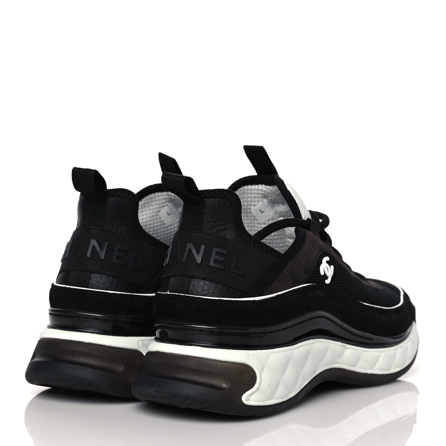 Chanel Velvet Calfskin Mixed Fibers CC Sneakers 41 Black 4 of 9