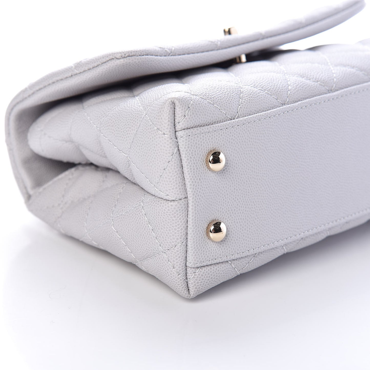 Caviar Quilted Mini Coco Handle Flap Light Grey
