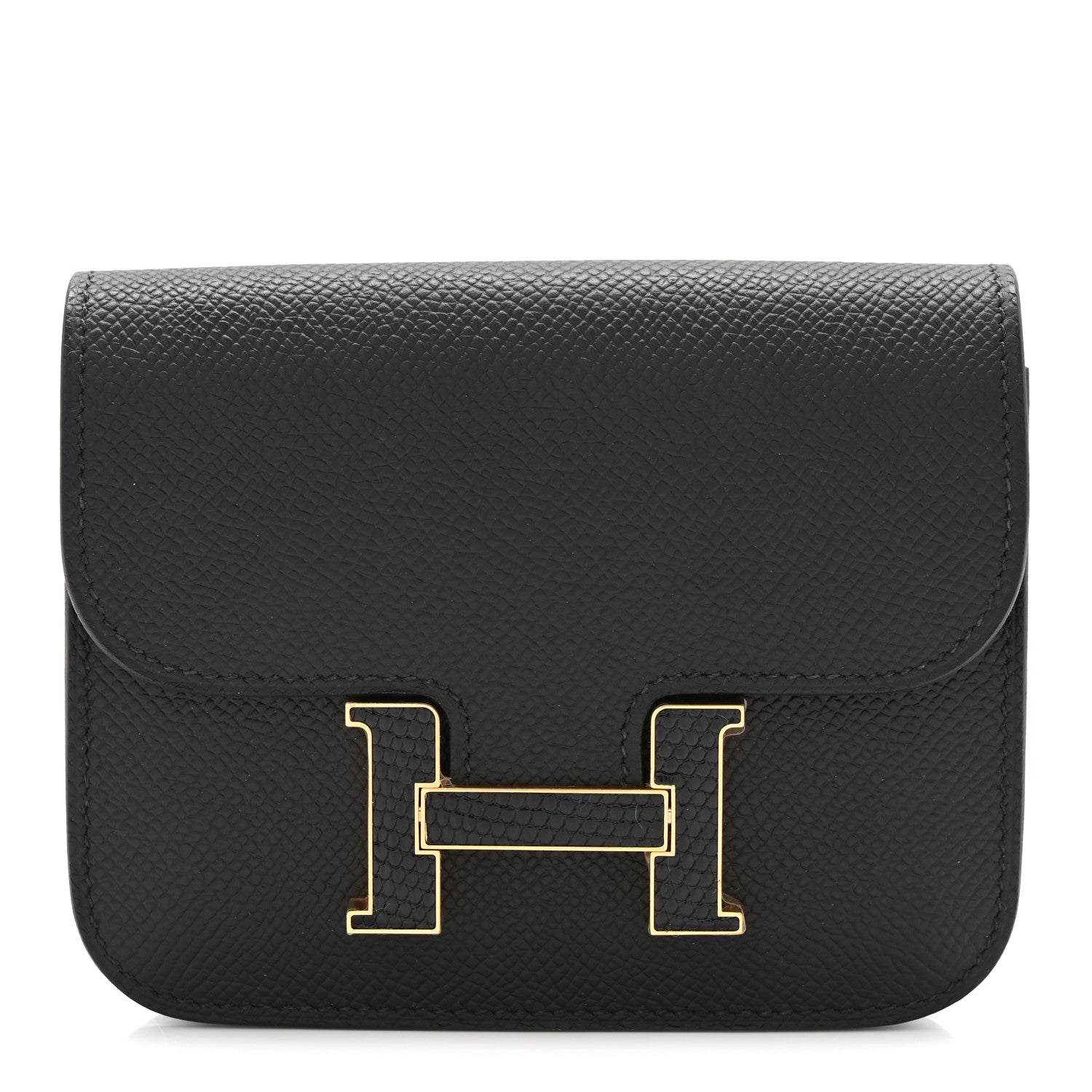 Hermes Epsom Lizard Constance Slim Wallet Black 1 of 9